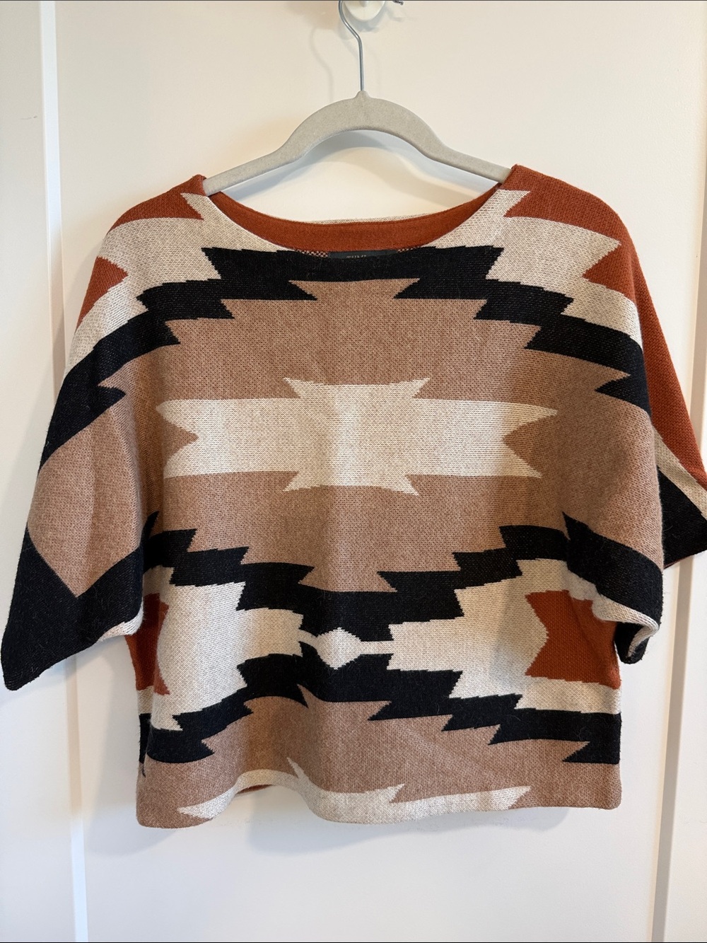 THML Southwest Boxy Sweater in Rust, Black & Cream